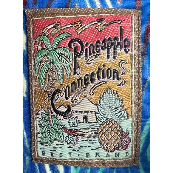 Vintage Pineapple Connection Hawaiian Shirt Men S Blue Disco Short Sleeve - Picture 4 of 10